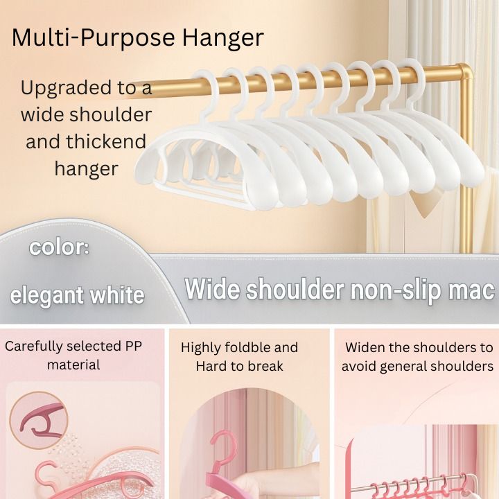 Hanger Non-Slip Wide Shoulder Rotatable Clothes Hanger (Pack of 10)