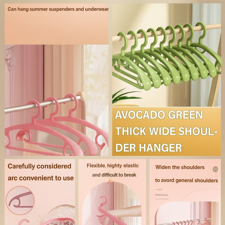 Hanger Non-Slip Wide Shoulder Rotatable Clothes Hanger (Pack of 10)