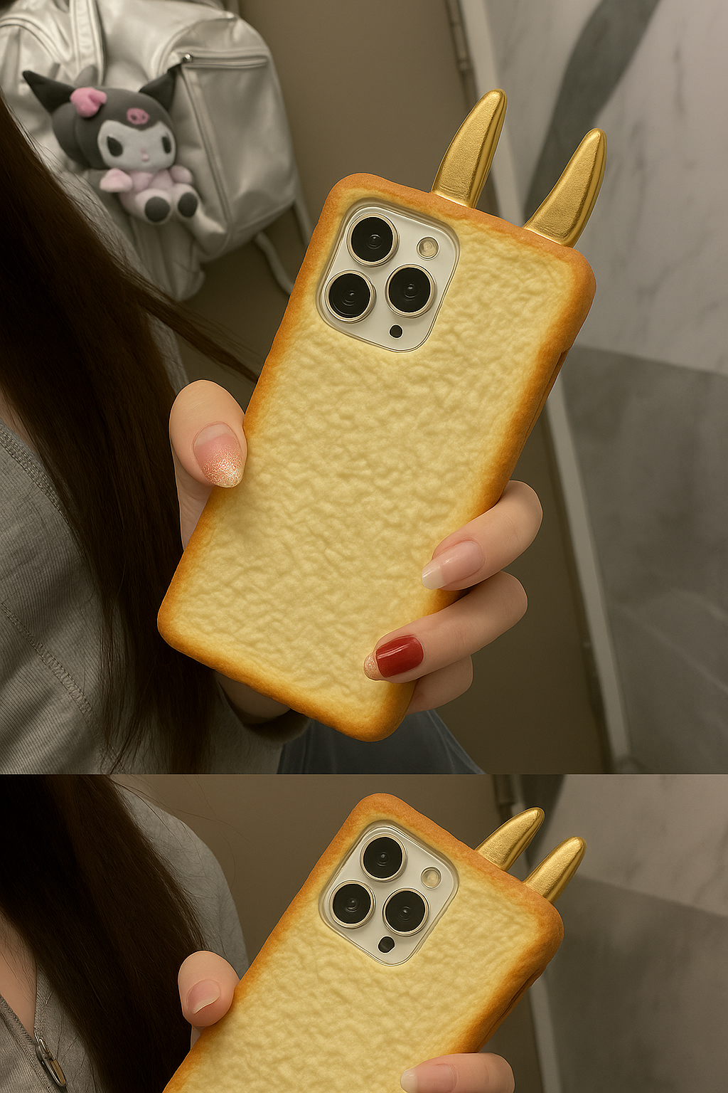 Funny Toast Bread iPhone Case | 3D Soft Silicone Food Cover for iPhone 14, 15, 16 Series