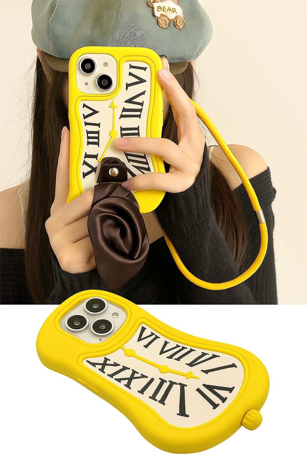 Melting Clock Design iPhone Case with Strap – Compatible with iPhone