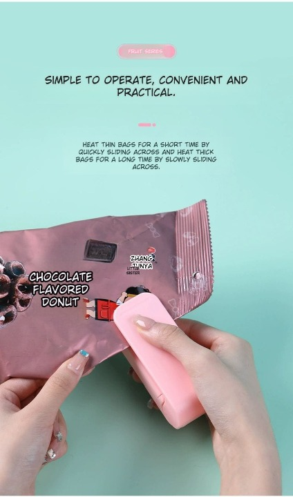 Mini Portable Heat Sealer for Plastic Bags – Food Storage Resealer, Snack Bag Closer, Battery Operated