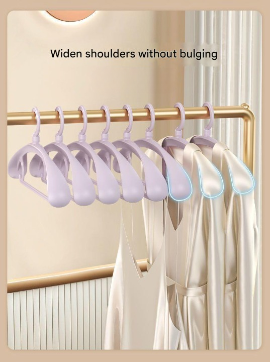 White shoulder widener on a rack with text 'Widen shoulders without bulging' against a neutral background.