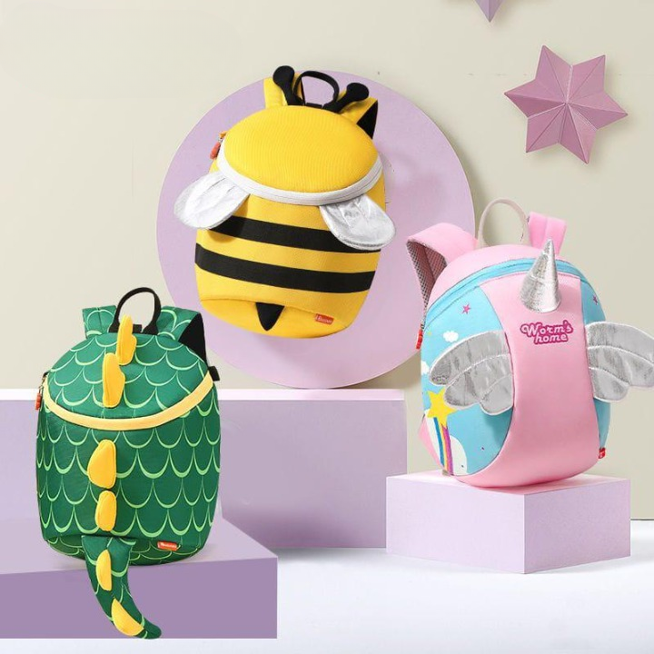 Kids Anti-Lost Backpack with Safety Rope – Dinosaur, Unicorn & Bee Design