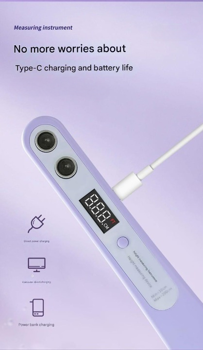 Smart Digital Height Measuring Device with LED Display for Kids & Adults – Rechargeable Ultrasonic Sensor