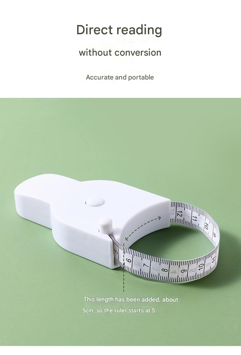 White measuring tape on a green background with text about accuracy and portability.