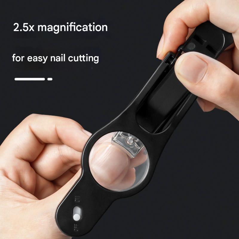 LED Nail Clippers with Magnifying Glass – Anti-Splash Nail Cutter for Kids, Elderly & Adults | Precision Manicure Tool