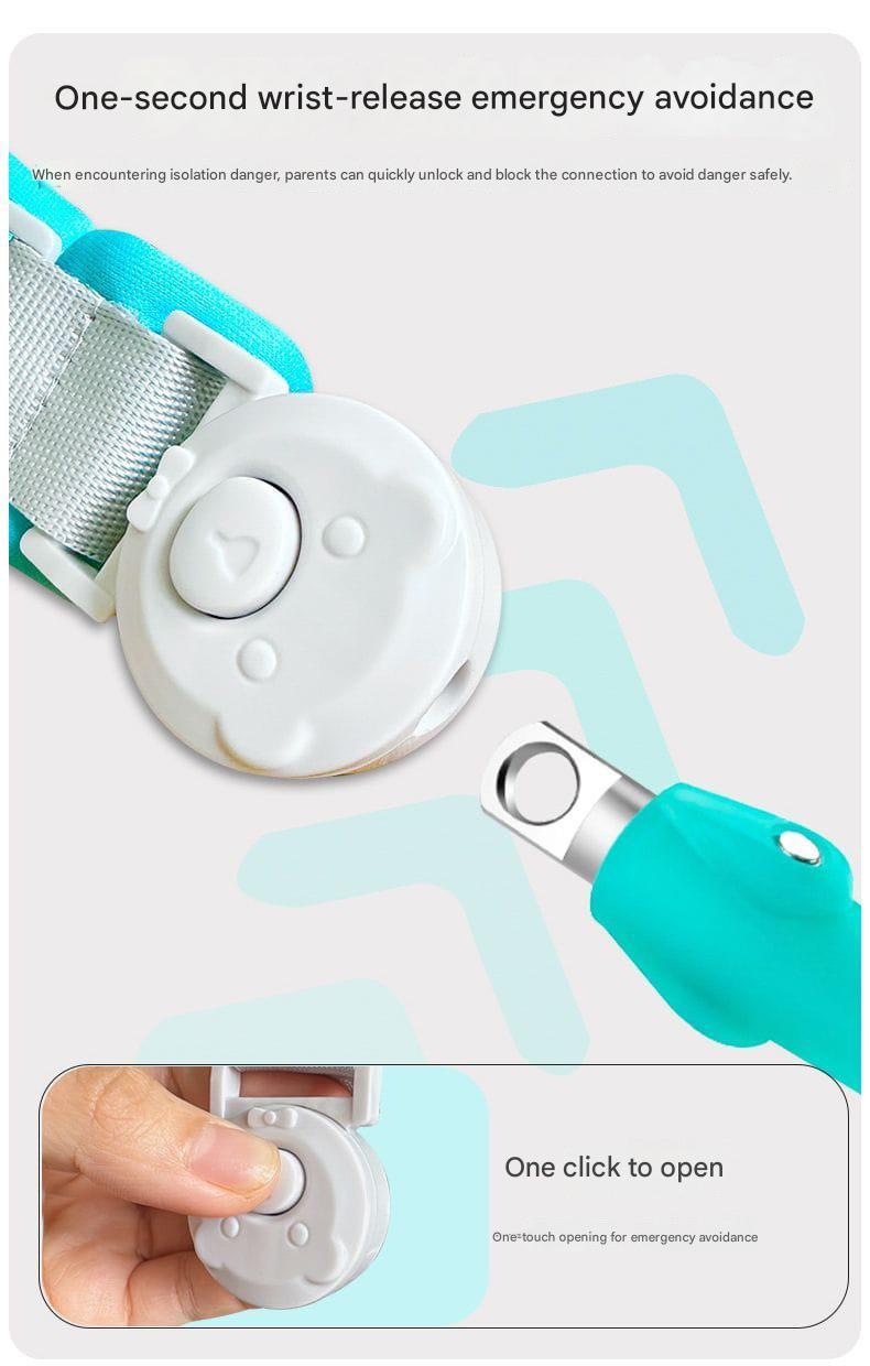 Child Safety Harness – 2M One-Touch Release Shoulder Strap & Kids Anti-Lost Wrist Link Bracelet Dual-Purpose Leash