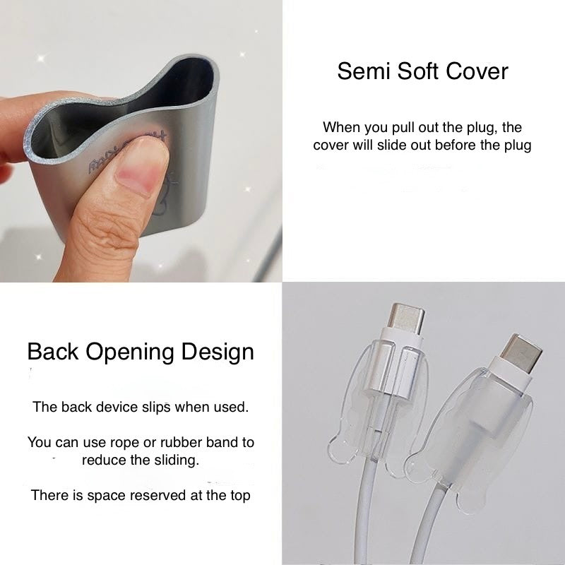 iPhone 20W Charger Case – Full Diamond Bear Design | Cable & Plug Protector with Wire Guard
