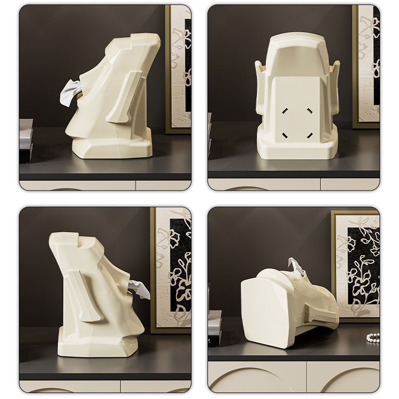 Stone face Tissue Box :Moai Statue Tissue Box Holder -Creative Nose Tissue Dispenser for Home & Office Décor (Green, White, Black)
