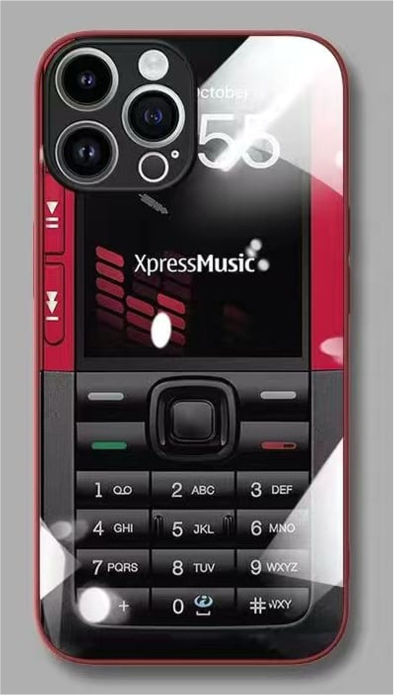 Retro Nokia XpressMusic Style iPhone Case – Keypad Back Cover for iPhone 14/15/16 Series