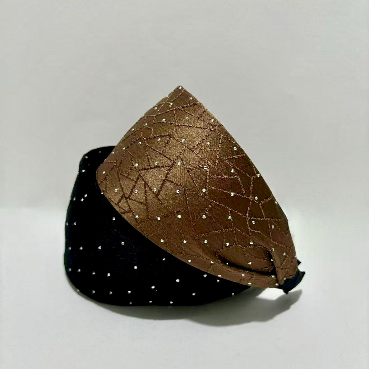 Crystal Studded Wide Headband – Luxury Textured Fabric Hairband