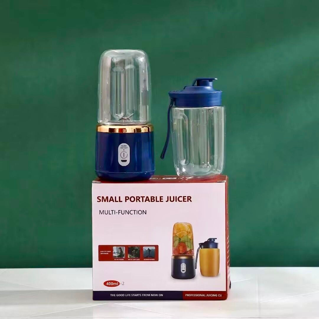 Portable Electric Juicer Blender – USB Rechargeable Mini Smoothie Maker with 6-Blade Stainless Steel Cutter | Includes FREE 400ml Fashion Travel Cup | Travel & Car Friendly