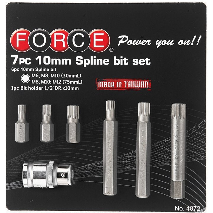 Force 7pc 10mm Spline Bit Set (4072)