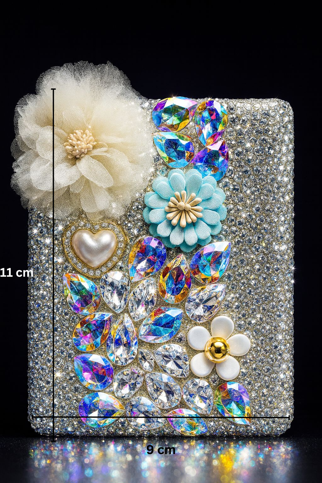 Luxury Rhinestone Pen & Pencil Holder – Crystal Floral Desk Organizer (Silver/Brown)