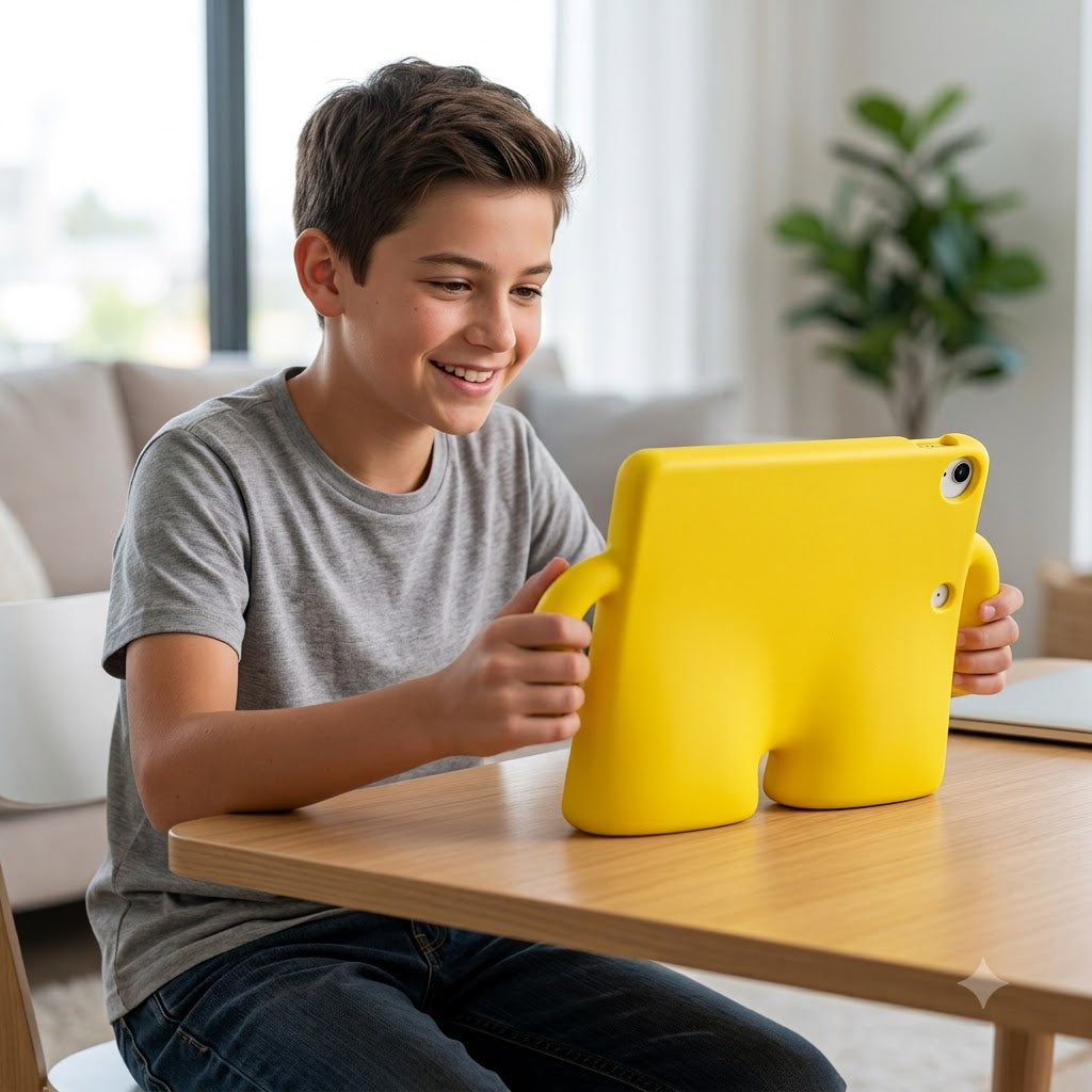Kids Friendly Shockproof iPad Cover with Handle – Fits iPad 10th Gen, Air, Pro & Mini (Blue / Yellow / Green)