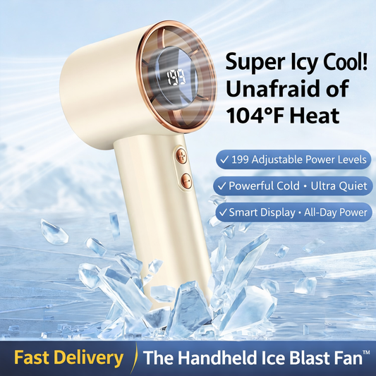 Ice Blast Pro™ Handheld Cooling Fan – 199-Speed Turbo Airflow | Smart Digital Display | 2026 Edition