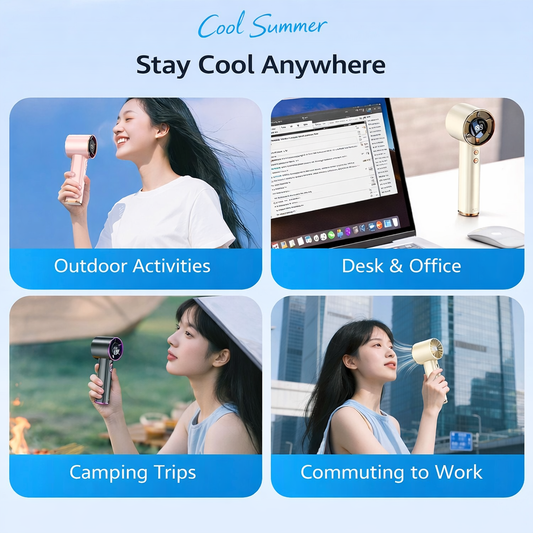 Ice Blast Pro™ Handheld Cooling Fan – 199-Speed Turbo Airflow | Smart Digital Display | 2026 Edition