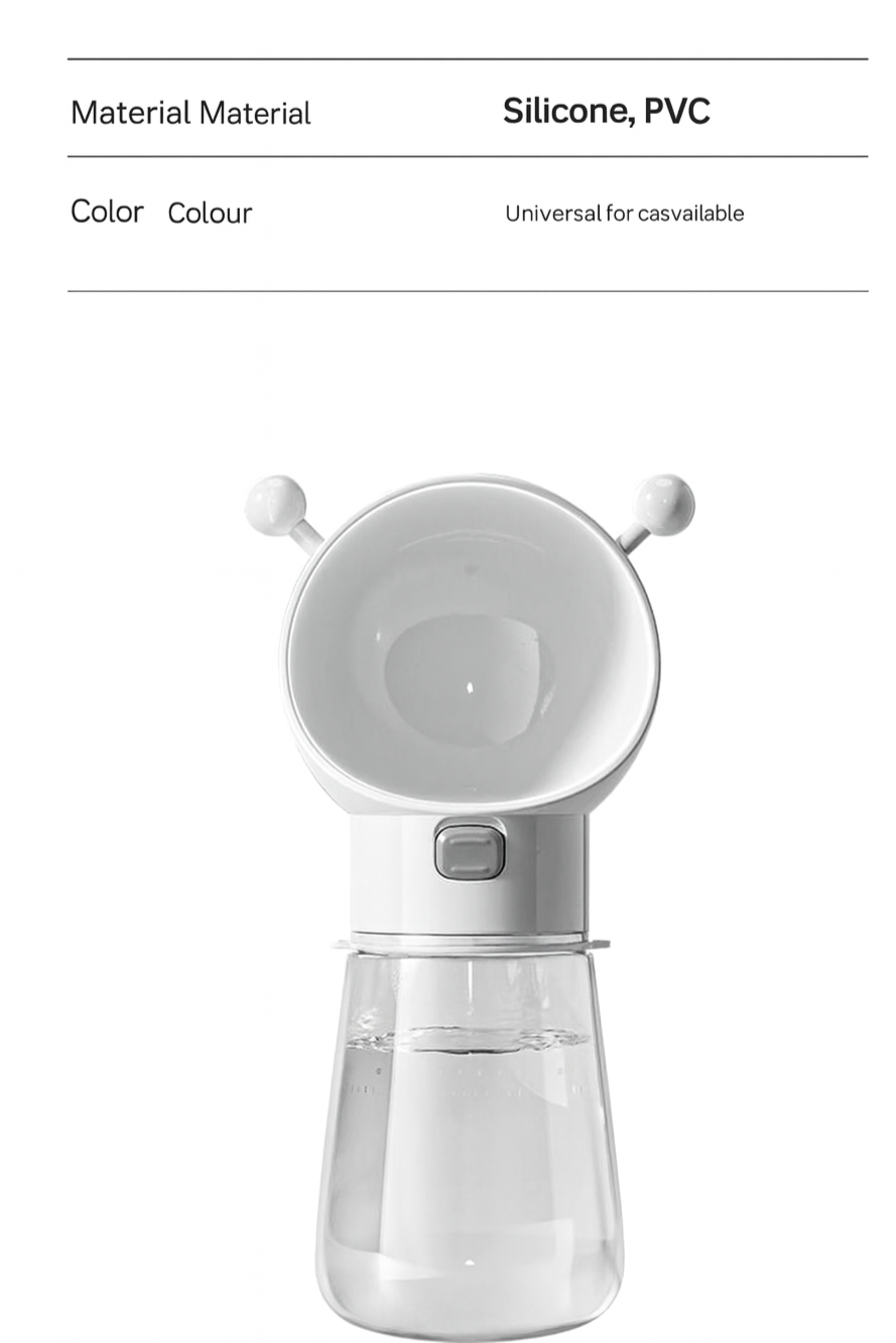 Portable Pet Water Bottle with Bowl – 430ml Leak-Proof Travel Water Dispenser for Dogs & Cats