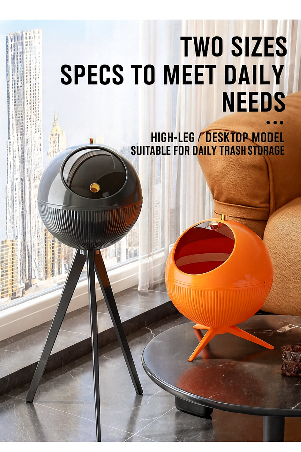 High Leg Nordic Tall Dust Bin – High-Leg Design, No-Bend Garbage Can for Home & Office