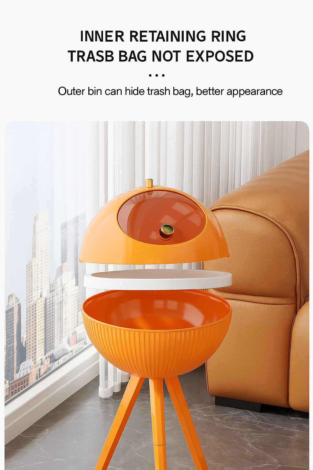High Leg Nordic Tall Dust Bin – High-Leg Design, No-Bend Garbage Can for Home & Office