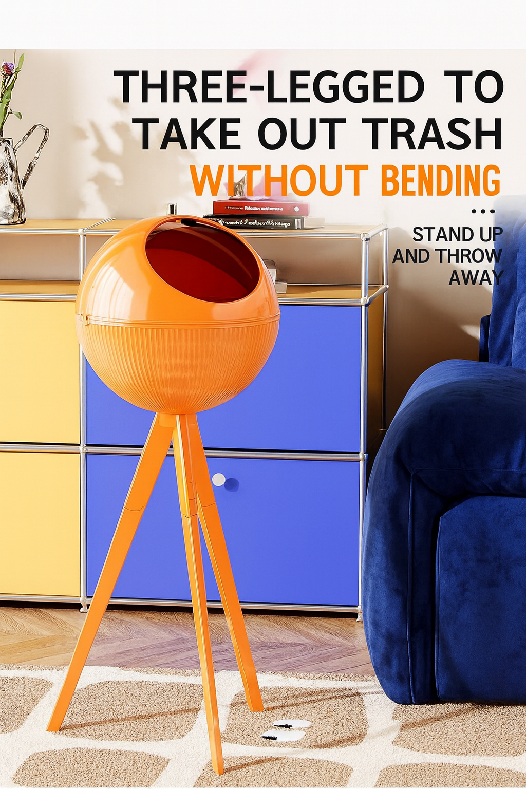 High Leg Nordic Tall Dust Bin – High-Leg Design, No-Bend Garbage Can for Home & Office