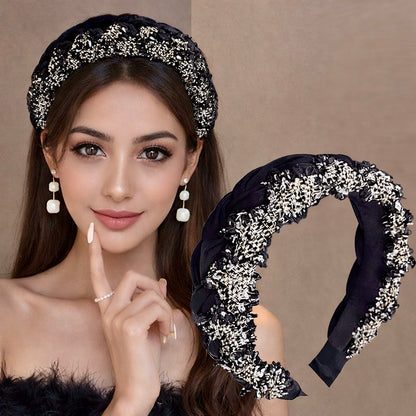 French Braided Crystal Headband – Luxury Floral Rhinestone Hairband