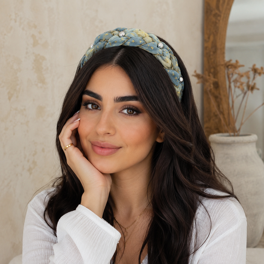 Denim Star Braided Headband