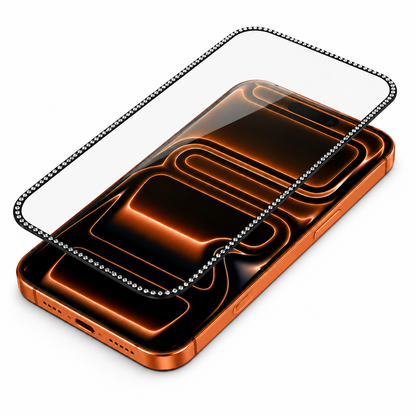 Diamond-Edged Privacy & HD Screen Protector for iPhone | Crystal Border, Anti-Spy, Full Coverage Glass