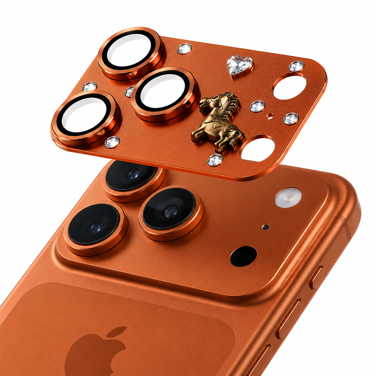 Golden Horse Crystal Camera Guard for iPhone 17 Pro Max