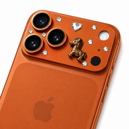 Golden Horse Crystal Camera Guard for iPhone 17 Pro Max