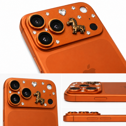 Golden Horse Crystal Camera Guard for iPhone 17 Pro Max