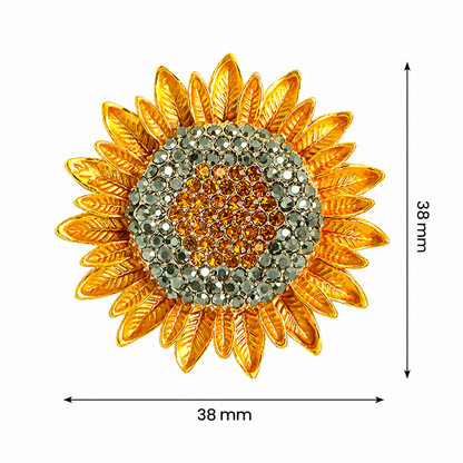 Golden Helios Sunflower Brooch – Regal Crystal Emblem