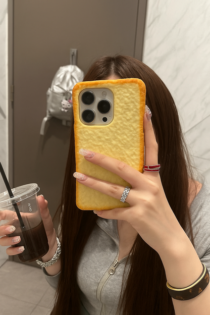 Funny Toast Bread iPhone Case | 3D Soft Silicone Food Cover for iPhone 14, 15, 16 Series