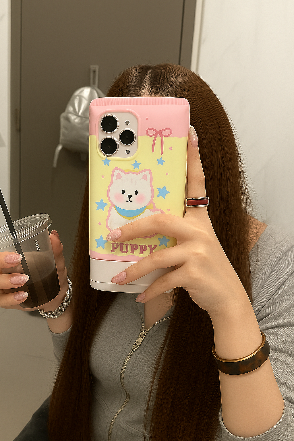 Cute Puppy Cartoon iPhone Case | Soft Silicone Cover for iPhone 14, 15, 16 Series