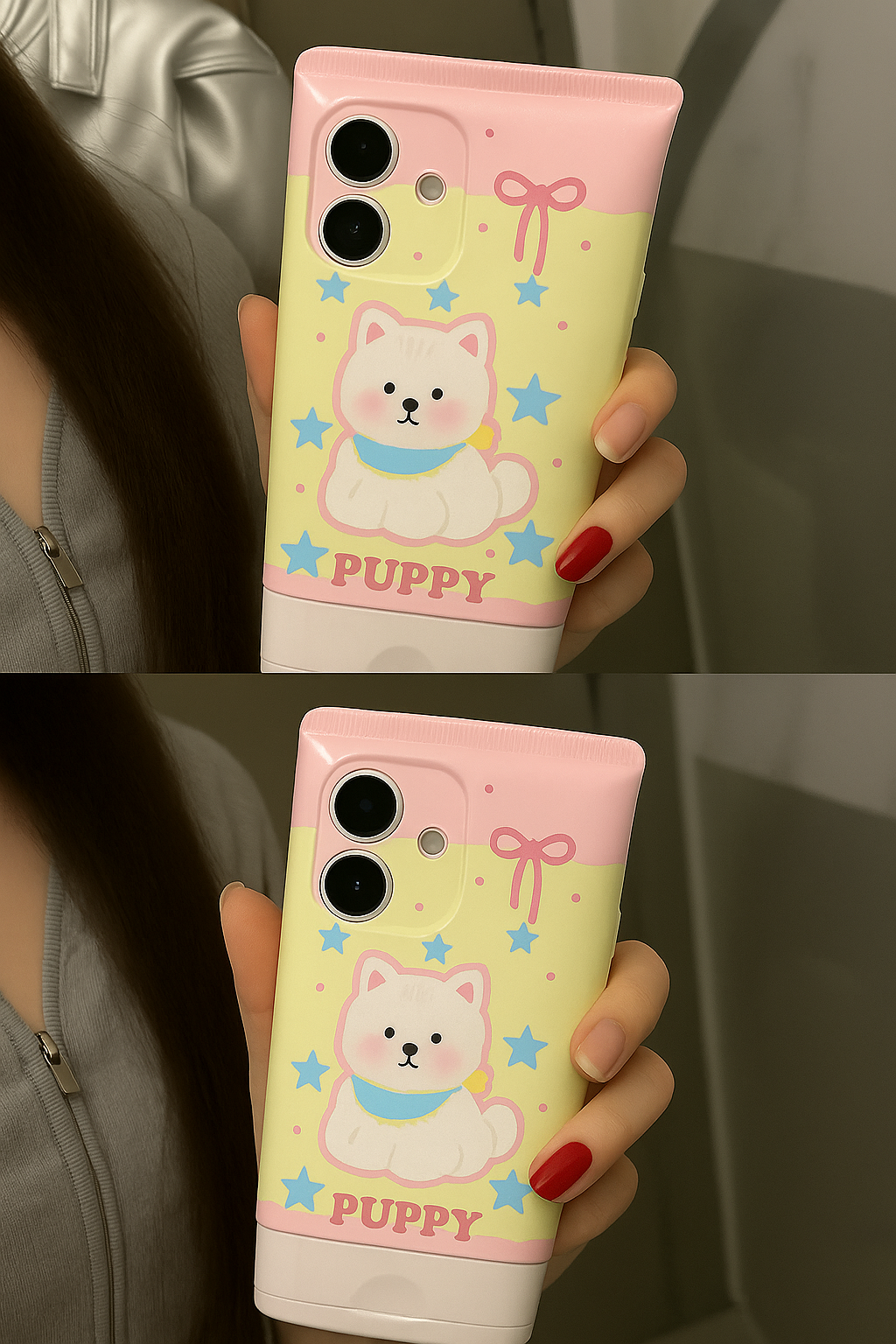 Cute Puppy Cartoon iPhone Case | Soft Silicone Cover for iPhone 14, 15, 16 Series