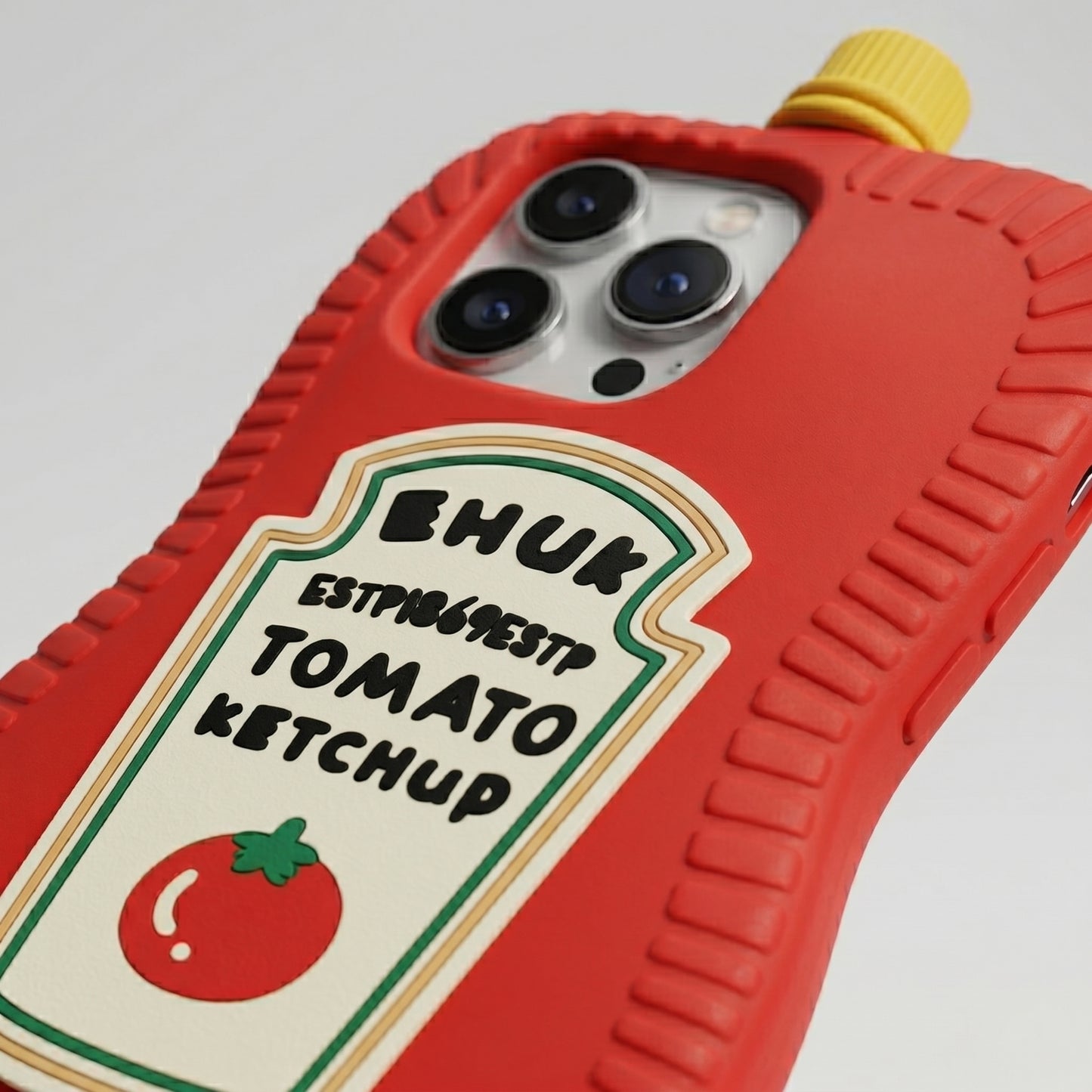 Funny Ketchup Bottle iPhone Case | 3D Silicone Food Cover for iPhone 14, 15, 16 Series