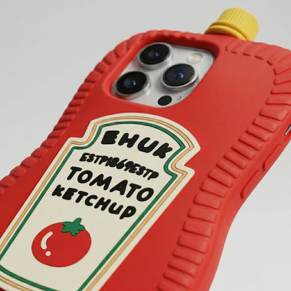 Funny Ketchup Bottle iPhone Case | 3D Silicone Food Cover for iPhone 14, 15, 16 Series