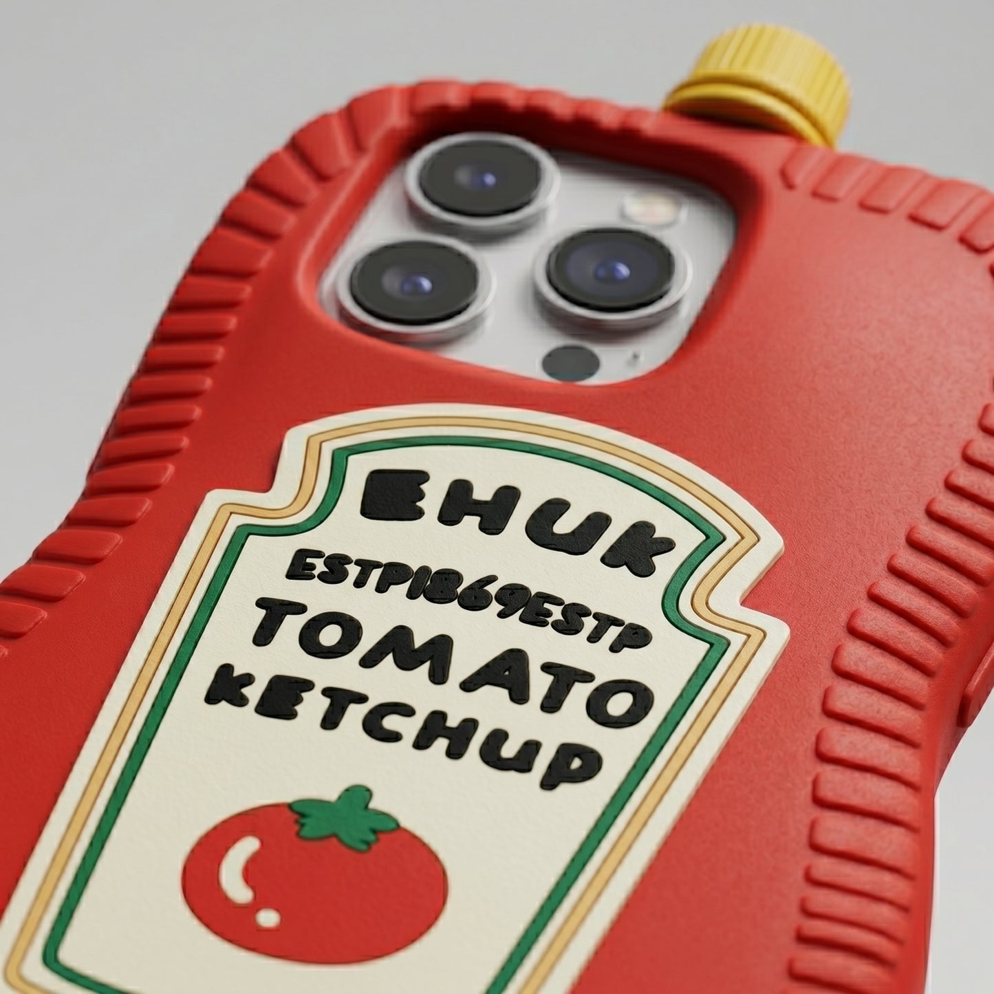 Funny Ketchup Bottle iPhone Case | 3D Silicone Food Cover for iPhone 14, 15, 16 Series