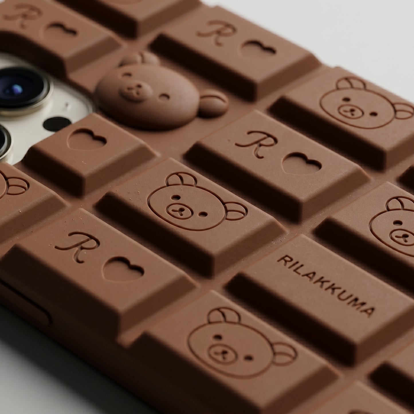 Chocolate Bar iPhone Case | Cute 3D Rilakkuma Silicone Cover for iPhone 14, 15, 16 Series