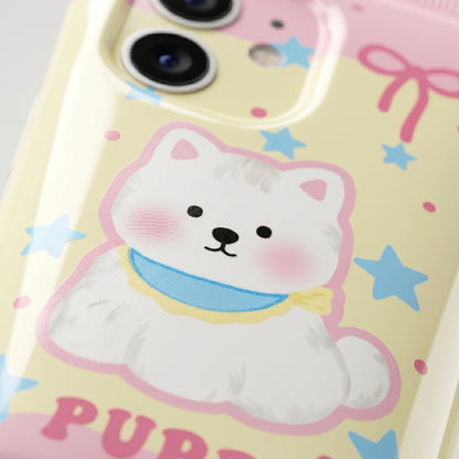 Cute Puppy Cartoon iPhone Case | Soft Silicone Cover for iPhone 14, 15, 16 Series