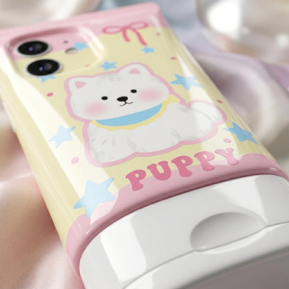 Cute Puppy Cartoon iPhone Case | Soft Silicone Cover for iPhone 14, 15, 16 Series