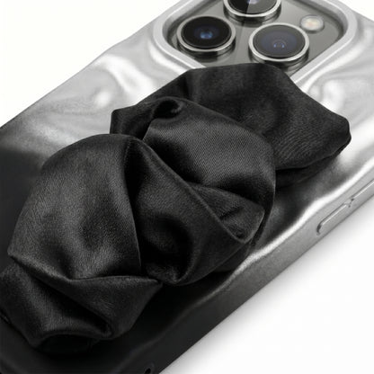 Silk Wristband Mobile Case – Gray & Black | Shockproof Grip Cover for iPhones