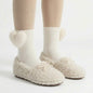 Plush Hearts Mid-Calf Socks for Women – Cute Cozy Calf Length Socks (White & Black)