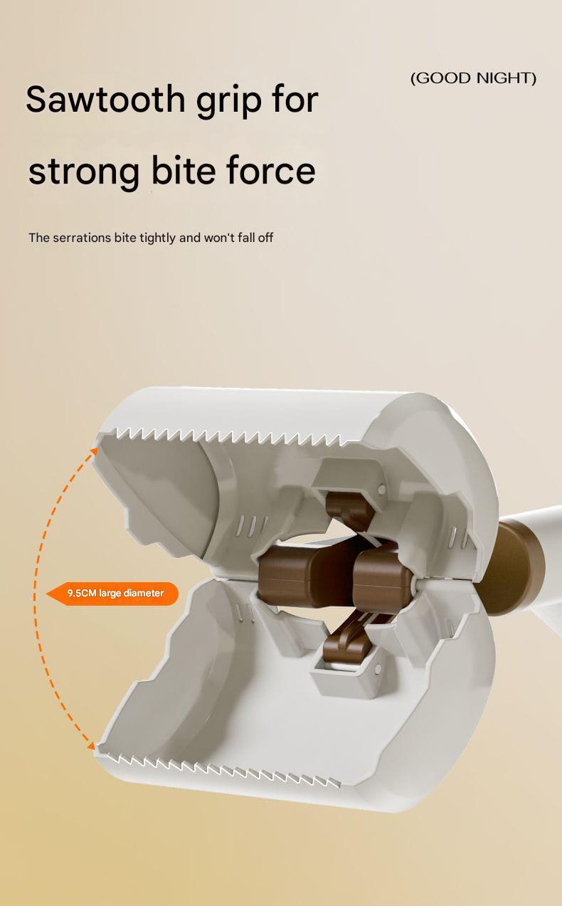 Sawtooth grip with serrations for strong bite force on a beige background