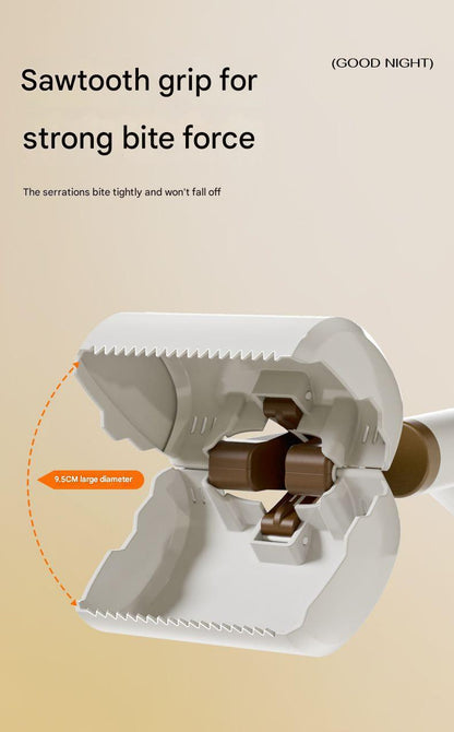Sawtooth grip with serrations for strong bite force on a beige background