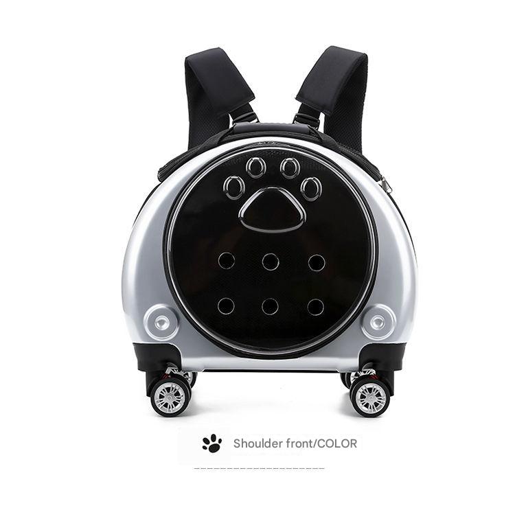 Backpack with paw print design on a white background