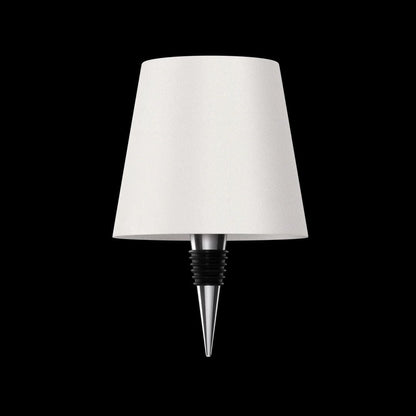 White lampshade with a metallic spike on a black background