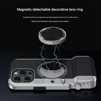 Retro Camera Style Magnetic Wireless Charging Phone Case with Beauty Mirror for iPhone