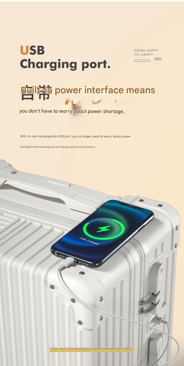 Cabin Bag 20 Inches with USB Port & Cup Holder – Cream White, Black, Lemon Yellow, Sky Blue, Pink | Lightweight ABS+PC Travel Luggage