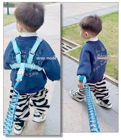 Baby Safety Anti-Lost Harness Leash – 2M Adjustable Strap & Wristband, Reflective, One-Touch Release (Sakura Pink & Mint Blue)
